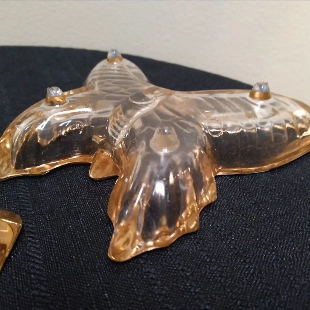 Set of 5 Vintage Glass Butterfly Dish Set Trimmed in Gold (Untested)